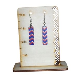 Patriotic Chevron Bar Acrylic Drop Earrings